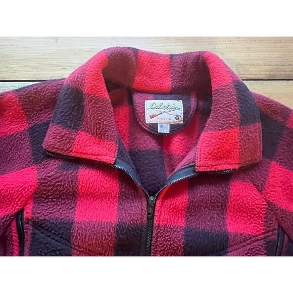 Cabela's Women's Black & Red Plaid Zip up jacket. Vintage? Made in USA. LARGE - Picture 2 of 8